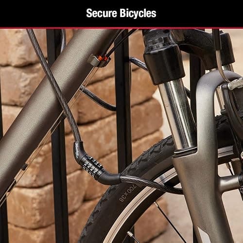 Master Lock Cable Bike Lock 4' x 5/16" Black 8143D | Combination Bike Lock Metal Cable Weather Resistant Vinyl Coating for Outdoor Equipment, Bicycles, thumbnail 7