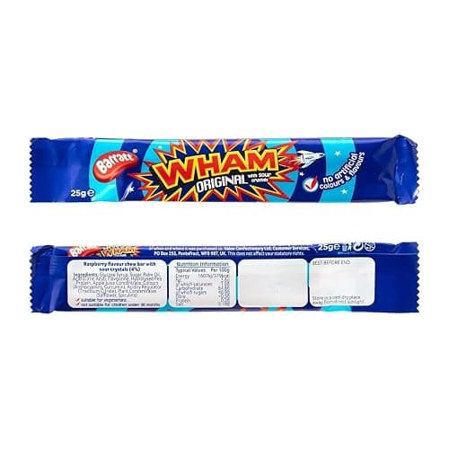 Wham Raspberry Chew Bars – Full Box of 60 Original Retro Sweets | Fizzy, Fruity, Tangy Candy Treats | British Nostalgic Favourites | Party Bag Fillers & Sweet Shop Bulk Box thumbnail 6