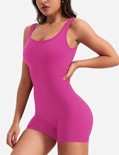 YEOREO One Piece Workout Jumpsuits for Women Backless Tummy Control Sleeveless Jumpsuits Lizvette V Back Scrunch Yoga Romper thumbnail 4
