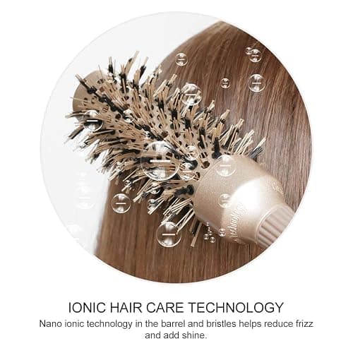 BANGMENG Round Barrel Anti-Static Hair Brush with Boar Bristles, Nano Thermal Ceramic Ionic Tech | For Extra Shine | Protect Hair, Enhance Texture, For Straightening & Drying (1 1/4 inch) thumbnail 3