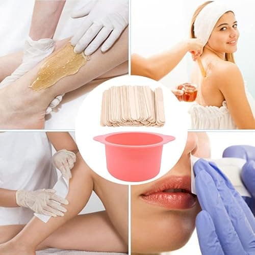 2Pcs 14 oz Silicone Wax Warmer Liner & 50 Pcs Waxing Sticks Body Hair Removal Sticks Applicator Easy to Clean Non-Stick Wax Pot Silicone Bowl Replacement thumbnail 2