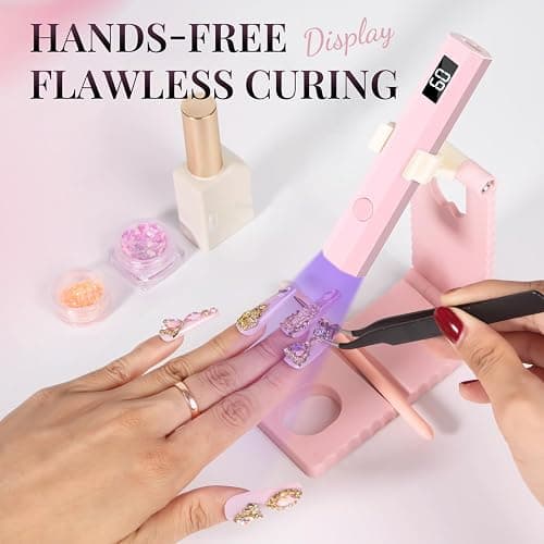 krofaue Mini Handheld UV Light for Gel Nails with Stand, Portable Rechargeable Nail Lamp with 2 Timers, Flash Cure for Rhinestone Glue Decoration at Home DIY, Travel thumbnail 2