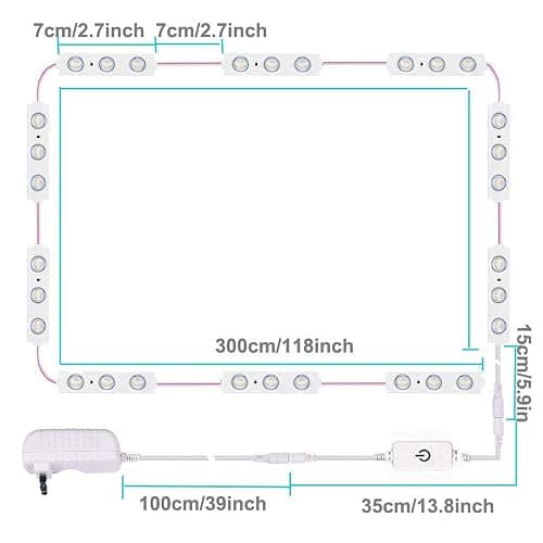 Led Vanity Mirror Lights, Hollywood Style Vanity Make Up Light, 10ft Ultra Bright White LED, Dimmable Touch Control Lights Strip, for Makeup Vanity Table & Bathroom Mirror, Mirror Not Included thumbnail 3