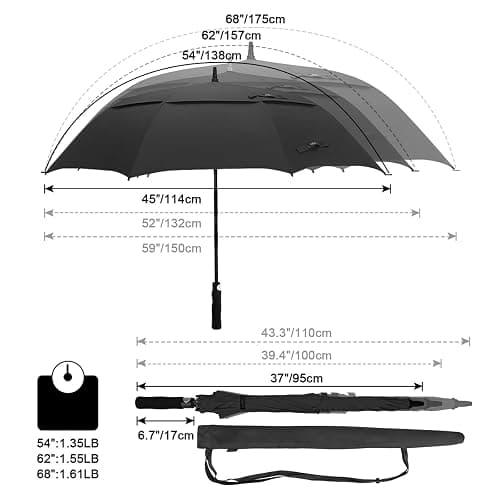 G4Free 47/54/62/68 Inch Automatic Open Golf Umbrella Oversize Extra Large Double Canopy Vented Windproof Waterproof Stick Umbrellas thumbnail 3