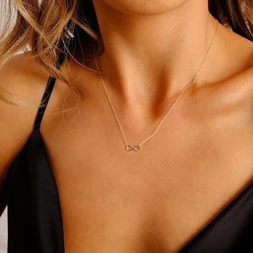 LLWOM Gold Necklace for Women-14k Gold Plated Infinity Necklace Star Of David Necklace Evil Eye Cross Pendants Heart Dainty Gold Necklace For Women thumbnail 3