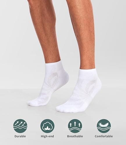 Lapulas 6 Pack Men's Ankle Socks with Cushion, Cotton Quarter Socks for Sport Training Running thumbnail 5