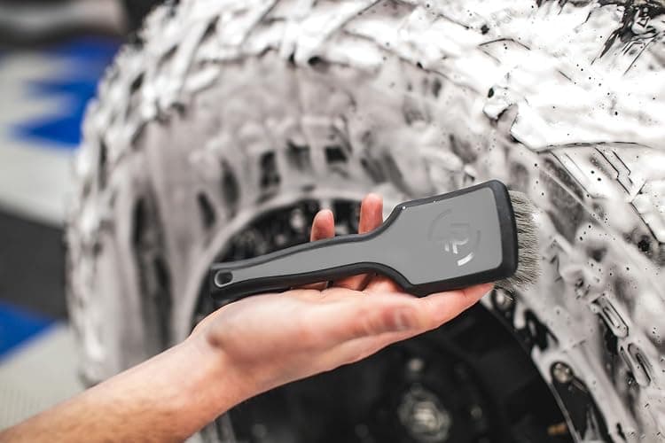 Detail Factory - ProGrip Tire Brush - Ergonomic ProGrip Handle, Stiff Synthetic Bristles, Ergonomic Design, Clean Your Tires with Ease - Grey thumbnail 2