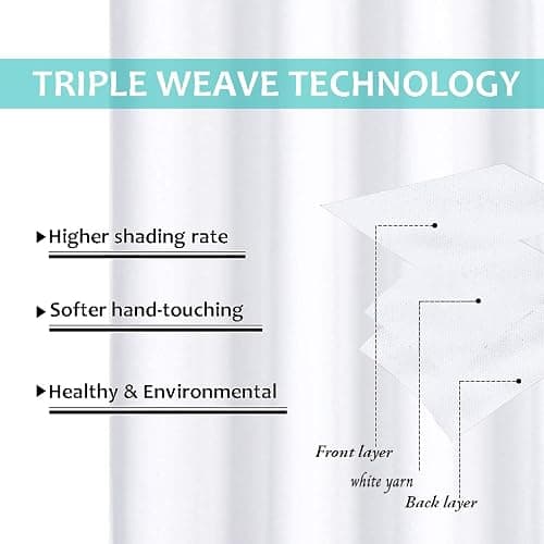 NICETOWN White 100% Blackout Lined Curtains, 2 Thick Layers Completely Blackout Window Treatment Thermal Insulated Drapes for Kitchen/Bedroom (1 Pair, 52 inches Width x 63 inches Length Each Panel) thumbnail 7