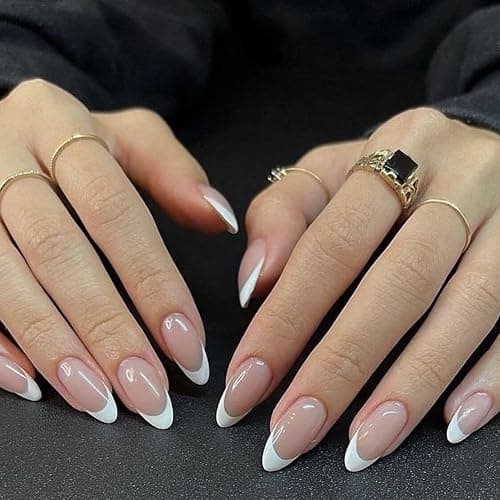French Press On Nails - Christmas Stocking Stuffers Gitfs for Women Short Almond Pink False Nail Tips, Gitfs for Women 24 Pcs Stick On Nails, Supremely Fit & Natural Reusable Nails in 12 Sizes thumbnail 2