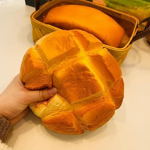 7 Inch Jumbo Bread Squishy, Slow Rising Squishy Toys - Stress Relief Squeeze Toys for Adults, Sticky Food Squishies, Foam Sensory Fidget Toy for Desk (Yellow) thumbnail 6
