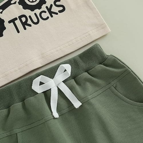 Toddler Boy Clothes Baby Kids Letter Truck Summer Outfit T-shirt Shorts Set | 6 12 18 24 Months 2T 3T 4T 5T Boys Clothing, Cotton Blend 2 Piece Outfits, Non-cracking Cartoon Print Shirt Tees thumbnail 6