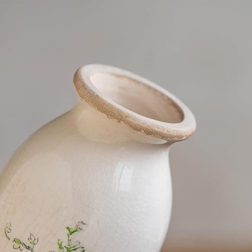 Ceramic Bud Vase 6 Inch, Small Vintage Flower Vase for Rustic Farmhouse Centerpieces, Wedding, Home,Table, Entryway, Shelf and Window Sill Decor - Rose Floral thumbnail 3