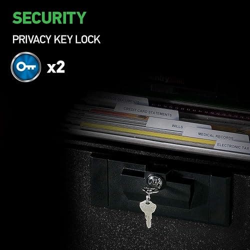 SentrySafe Black Fireproof Document Box with Key Lock, Safe Secures Files and Documents for Home or Office, 0.61 Cubic Feet, 13.6 x 15.3 x 12.1 inches, 1170 thumbnail 4