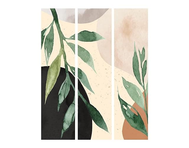murando Decorative Room Divider Leaf 135x172 cm / 54"x68" Single-Sided Folding Screen 3 Panels Room Partition Non-Woven Canvas Print Opaque Photo Display Nature Meadow like painted b-A-0885-z-b thumbnail 4