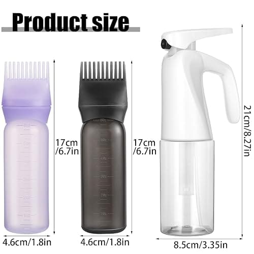 Pimoys Root Comb Applicator Bottle and Continuous Hair Spray Bottle, Hair Oil Applicator Hair Water Mister Oiling Applicator for Dye Hairstyling thumbnail 2