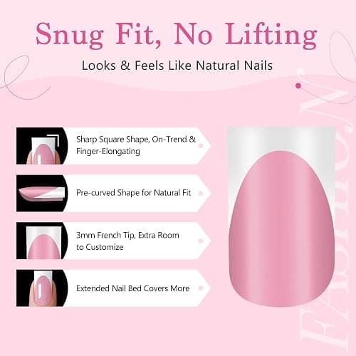 Qiek French Tips Press On Nails - 150Pcs Deep Pink Short Square Soft Gel Nail Tips Pre-Designed, 15 Sizes Fake Nails for Nail Art DIY, False Nails Salon Quality Manicure at Home Gifts For Women thumbnail 5