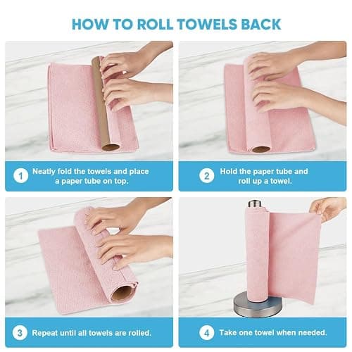 AIDEA Microfiber Cleaning Cloth Roll, 75PK, Tear Away Reusable Paper Towels, Pink Towels Lint Free Rags for House, Kitchen, Car Cleaning Supplies, 11.5"×11.5" thumbnail 7
