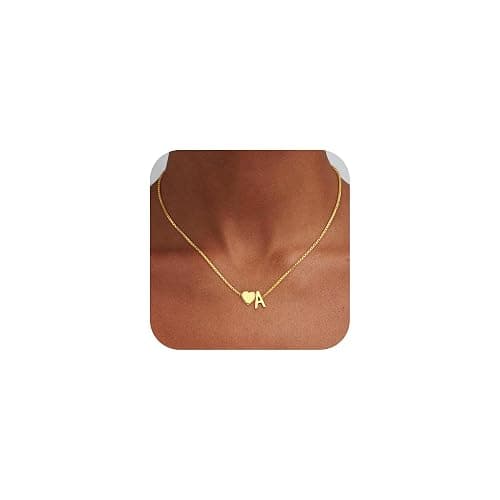 Eaciy Christmas Gifts for Grandkids Teens Girls, 18K Gold Plated Letter A-Z Heart Initial Necklaces for Women Teen Girl Trendy Stuff Birthday Gifts Stocking Stuffers for Teen Girls Women Jewelry thumbnail 2