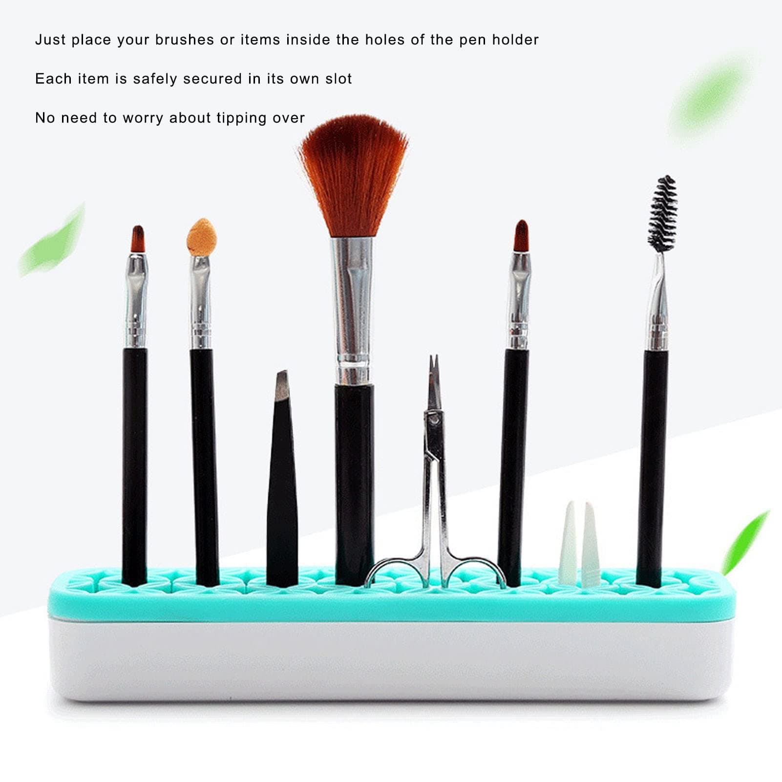BestAlice 2Pcs Silicone Makeup Brush Holder, Portable Makeup Brush Stand, Cosmetics Brush Nail Pen Tool Storage Box Stand Makeup Container Holder for Pen Eyeliner thumbnail 3