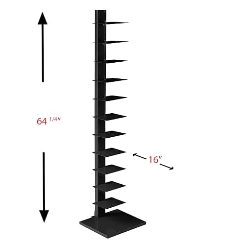 SEI Furniture 12 shelf Metal Spine Book Tower, Black thumbnail 6