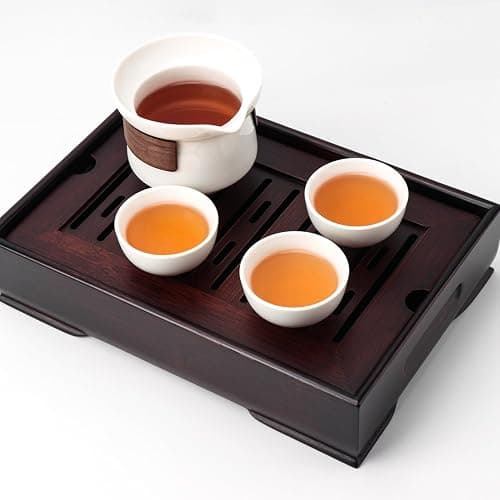 Mini Bamboo Chinese Tea Tray - 11 x 7 inch Japanese Tea Serving Tray, Small Gongfu Tea Table Set with Reservoir Type Water Storage Box (M) thumbnail 3