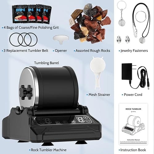 Acmeenjoy Rock Tumbler Kit Barrel Stone Polishing Machine with 9-Speed Motor & 9-Day Timer, Rock Polisher Machine for Kids & Adults, Includes Gemstones, Grits and DIY Tools thumbnail 3