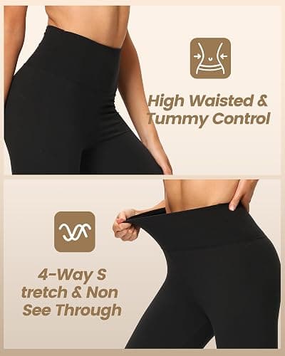 NexiEpoch 4 Pack Leggings for Women - High Waisted Tummy Control Soft Black Capri Yoga Pants with Pockets for Workout thumbnail 4