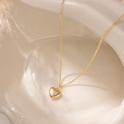 zvcofun Heart Necklace - Dainty 14K Gold Necklaces for Women Trendy Small Heart Pendant Simple Choker Neckace Gold Jewelry for Women Gifts thumbnail 7