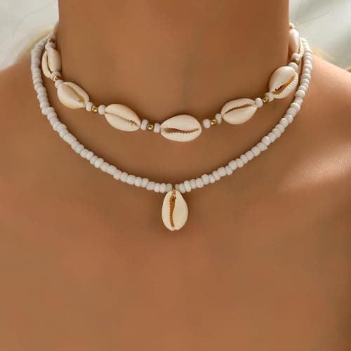 Nackiy Handmade Sea Shell Necklace for Women Summer Adjustable Natural Shell Collar Necklace thumbnail 4