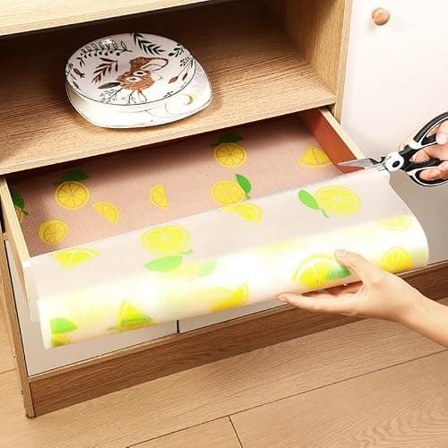 Lemon Print Shelf Liner with Green Leaf – Non-Adhesive Waterproof Drawer and Cabinet Liner – Decorative Kitchen Shelf Paper for Pantry, Closet, Cupboard, Countertop thumbnail 2
