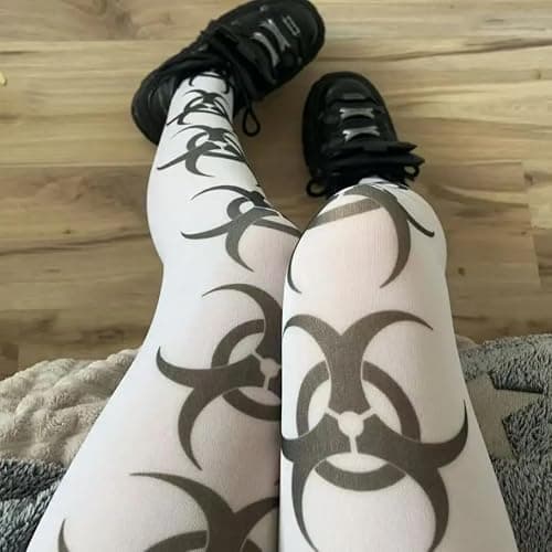Women Cute Gothic Retro Printed Long Socks Harajuku Slim Fit Knee Y2K Socks Kawaii Sockings emo streetwear thumbnail 2