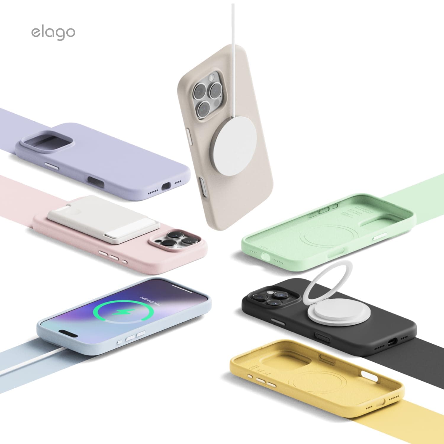 elago Magnetic Silicone Case Compatible with iPhone 16 Pro Max Case 6.9 Inch Compatible with All MagSafe Accessories - Built-in Magnets, Soft Grip Silicone, Shockproof (Light Blue) thumbnail 9