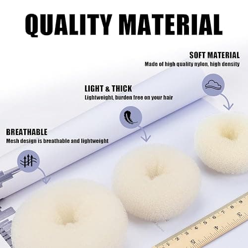 CORTNEY Hair Donuts for Buns Maker Set, 6 Pcs Beige Hair Bun Ring Maker, 30 Pcs Blonde U Shaped Hair Pins, for Doughnuts Chignon Hair Styles, Ballet Dancers Kids Girls and Women thumbnail 4
