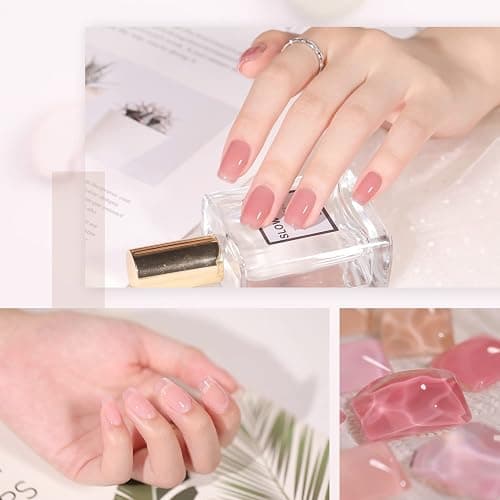GAOY Nude Jelly Gel Nail Polish Set, 6 Sheer Pink Colors, Pinkish Jelly | Transparent Natural Light Pink Colors, Base Color Gel Nail Polish Kit, UV/LED Cure Required, Easy DIY Manicure at Home thumbnail 2
