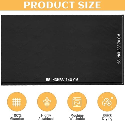 Newwiee 24 Pcs Coral Velvet Microfiber Bath Towels Sets 28 x 55 Inch Large Absorbent Multipurpose Quick Drying Soft Body Towels for Shower Bathroom Beach Fitness Yoga Sports Spa(Black) - Black thumbnail 4
