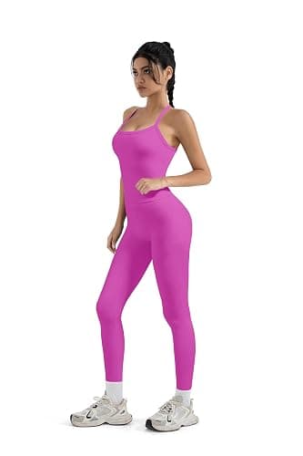 SUUKSESS Women 2 Piece Workout Sets Compression Tummy Control Leggings with Pockets Halter Built in Bra Tank Tops thumbnail 7