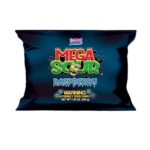 Barnetts - Mega Sour Candy Raspberry 200g - Trendy Sweet Bags - Traditionally Handmade Sweets - Sour Coating Lasts 20 Seconds - Candies for Party Bag, Gift Hamper, or Hamper Box - Image 1