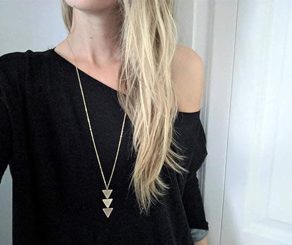 YQZIYOU Long Necklaces for Women - Fashion Pendant Necklace Jewelry, Silver Bar Feather Circle Leaf Lock Tassel Y Necklace Jewelry Set for Girls thumbnail 6