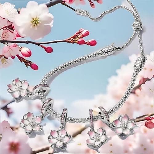 Feitery Compatible with Charms Pandora Kirschblüten Bead Charms für Damen thumbnail 5