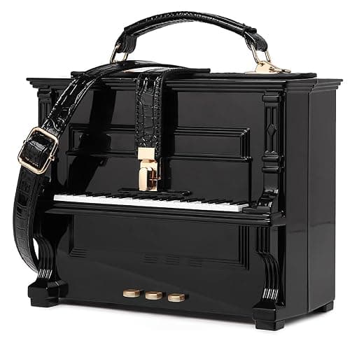 Lyuxhetaokdiq Women Acrylic Piano Shaped Crossbody Shoulder Bag Handbag Piano Purse - Image 1
