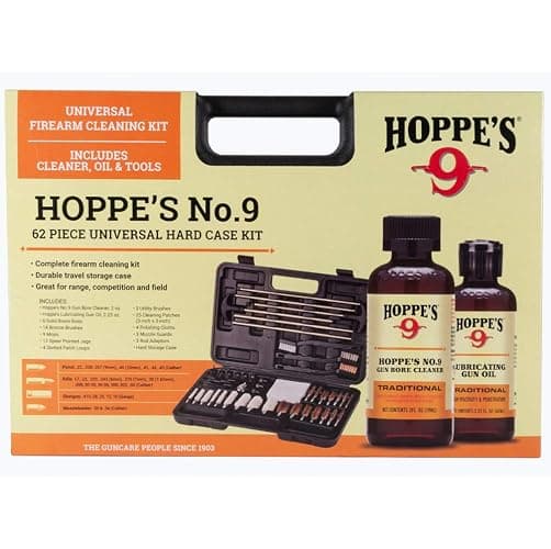 Hoppe's Deluxe Gun Cleaning Kit, 62 Piece Cleaning Kit with Oil, Brushes, Rods and More - Image 1
