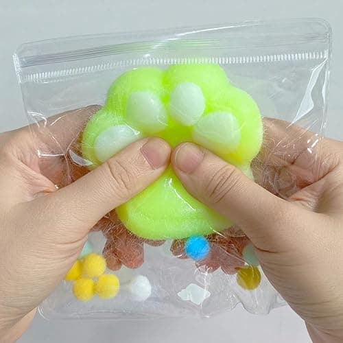 5 Pack Squishy Cat Paw Squeeze Toys, Cute Kawaii Squishies Sensory Mochi Toys, Stress Relieving Fur Ball OPP Packaging Gifts, Party Favors Soft Squishy Fidget Toys for Kids thumbnail 2