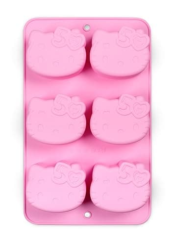 Handstand Kitchen Hello Kitty Commemorative 50th Anniversary Silicone Cupcake Mold Featuring Limited Edition Bow Detail & Pink Color - Image 1