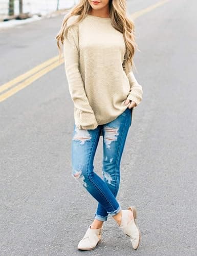 MEROKEETY Fall Long Sweaters for Women 2026 Trendy Long Sleeve Cute Knit Outfits Loose Fit Crewneck Work Casual Pullover thumbnail 3