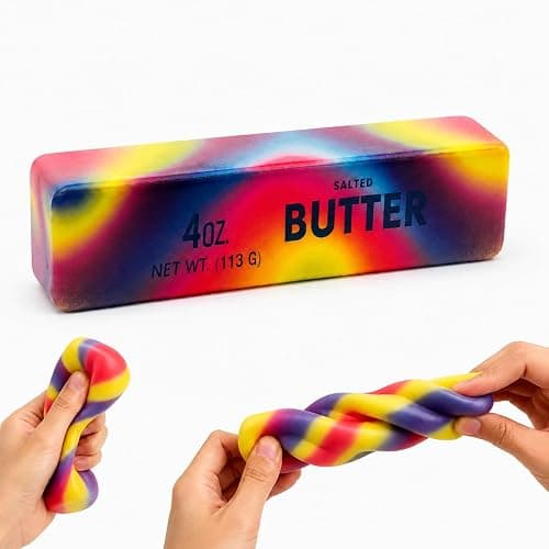 Rainbow Butter Squishy Toys Set of 1, Cute Butter Squishy Toy, Soft Slow Rising Squeeze Toys for Stress Relief, Sensory Fidget Toys for Desk, Office, Party Favors, Gift Basket Stuffers - Image 1