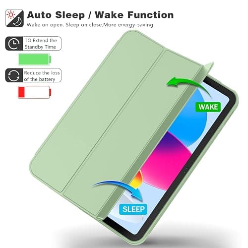ToaPoia Case for iPad (A16) 11 Inch 2025/iPad 10th Generation 10.9 Inch 2022, Slim Trifold Stand Protective Cover with Pencil Holder and Soft TPU Back,Support Auto Sleep/Wake (Matcha Green) thumbnail 5