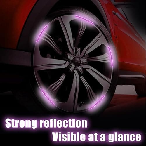 Zipelo 20PCS Reflective Car Wheel Decorative Stripe Stickers, Anti Scratch Vehicle Night Safety Warning Tape Decal, Automotive Exterior Tire Rims Sticker Accessories, Universal Fit (Purple) thumbnail 3