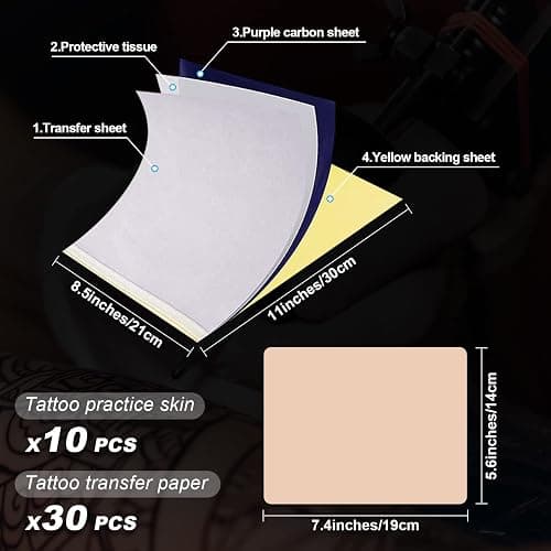 Autdor Tattoo Practice Skins with Transfer Paper - Autdor 40Pcs Fake Skin and Tracing Paper Kit Includes 30Pcs Tattoo Paper and 10Pcs Double Sided Practice Skin thumbnail 2