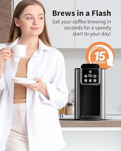 KIDISLE Hot & Iced Coffee Maker with Bold Setting, Single Serve Coffee Maker for K Cup and Grounds, 6-14 Oz Brew Sizes, 50 Oz Removable Water Tank, One Cup Coffee Machine with Reusable Filter, Black thumbnail 7