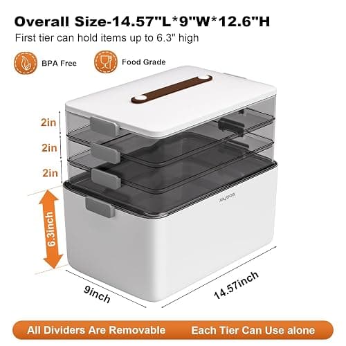 funest 4-Tier Medicine Storage Box Cabinet, Empty First Aid Kit Portable Medical Supply Organizer with Leather Handle for Home thumbnail 3